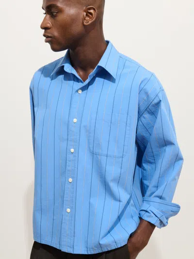 Alex Mill The New Easy Shirt In Novelty Stripe Blue Multi