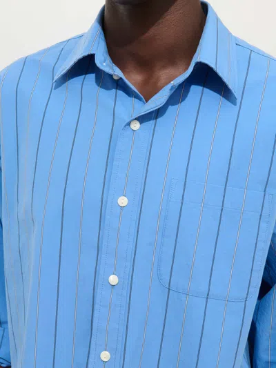 Alex Mill The New Easy Shirt In Novelty Stripe Blue Multi