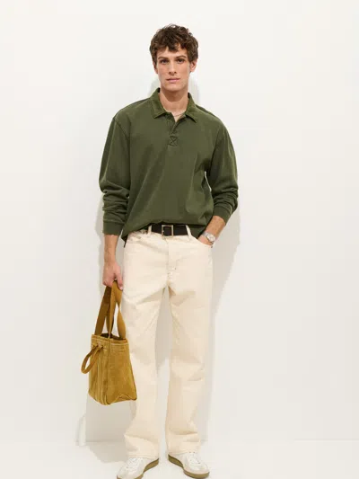 Alex Mill Garment Dyed Rugby Shirt In Cotton Jersey In Green