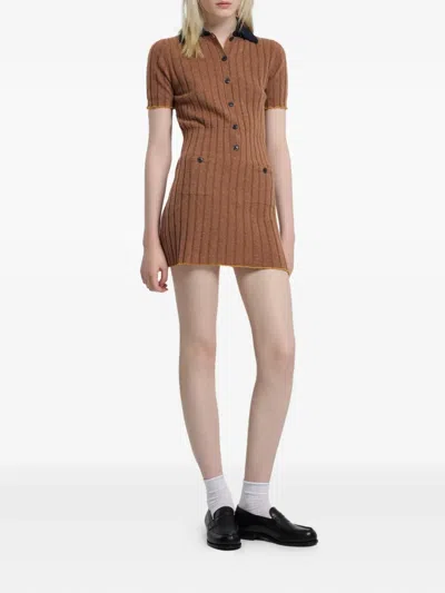 罗纹中长连衣裙