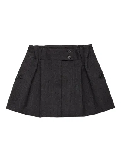 Prada Chevron Wool Mini Skirt In Black