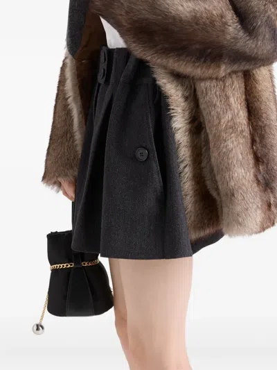 Prada Chevron Wool Mini Skirt In Black