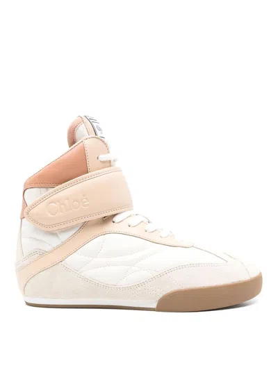 Chloé Kick Sneakers In White Suede And Leather In Pink