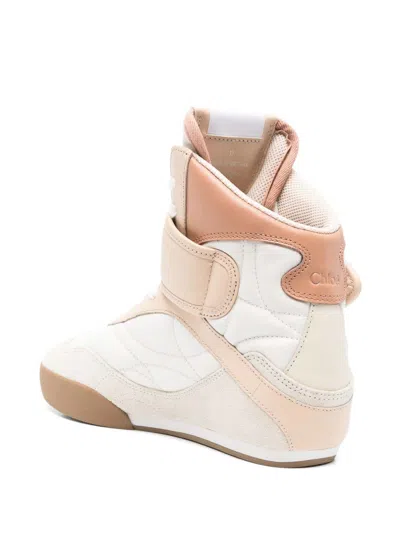 Chloé Kick Sneakers In White Suede And Leather In Pink