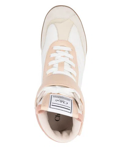 Chloé Kick Sneakers In White Suede And Leather In Pink