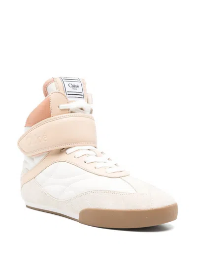 Chloé Kick Sneakers In White Suede And Leather In Pink