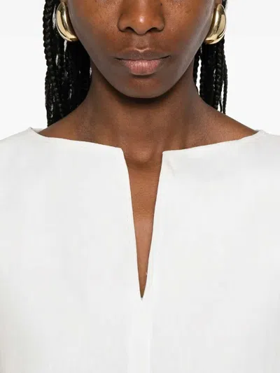 Max Mara Sleeveless Top With Cap Sleeves And Side Slits In White