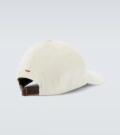 Brunello Cucinelli Logo Cotton And Cashmere Corduroy Baseball Cap In Neutral