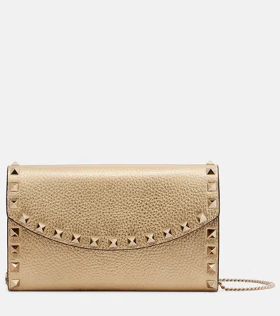 Valentino Garavani Rockstud Small Leather Shoulder Bag In Gold