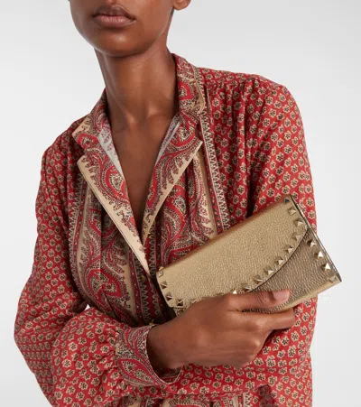 Valentino Garavani Rockstud Small Leather Shoulder Bag In Gold