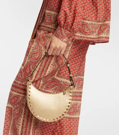 Valentino Garavani Kleine Crescent Schultertasche Mit Nieten In Gold