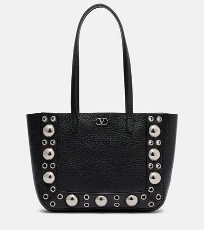 Valentino Nellcote Mini Shopping Tote Bag In Leather In Black