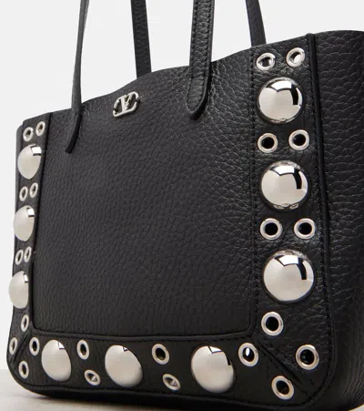 Valentino Nellcote Mini Shopping Tote Bag In Leather In Black