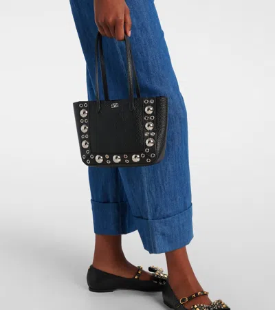 Valentino Nellcote Mini Shopping Tote Bag In Leather In Black