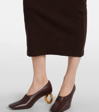 Jw Anderson Brown Anchor Embroidery Twisted Strap Maxi Dress In Green