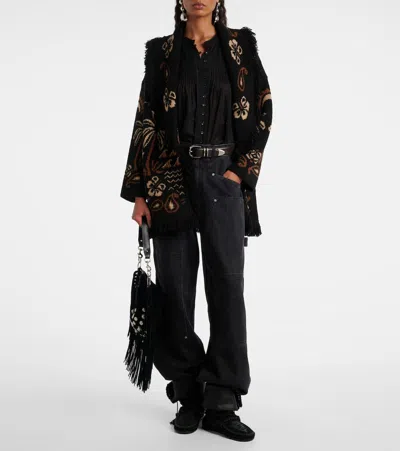 Alanui Cardigan In Multicolor Wool In Black