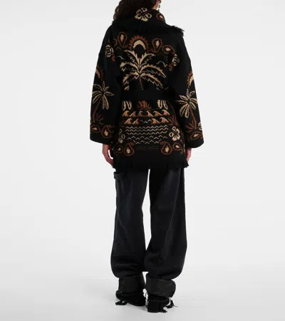 Alanui Cardigan In Multicolor Wool In Black