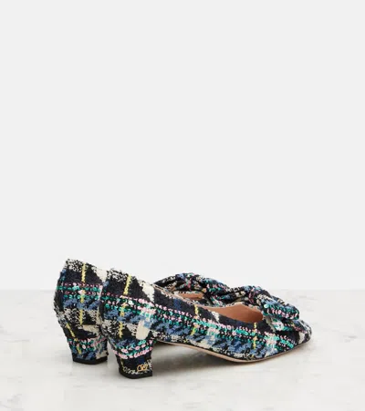 Valentino 45mm Bowow Shiny Plaid Tweed Pumps In Multi