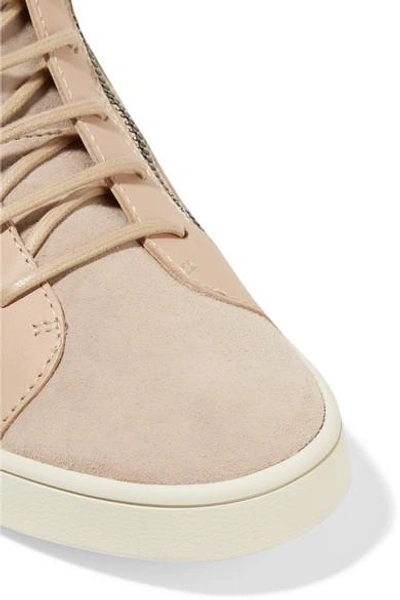 Shop Giuseppe Zanotti Leather And Suede High-top Sneakers