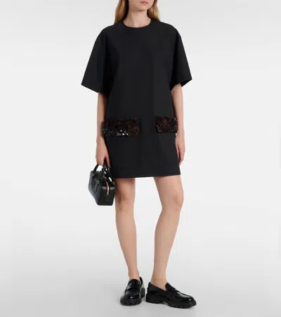 Plan C Sequined Wool-blend Minidress In Black