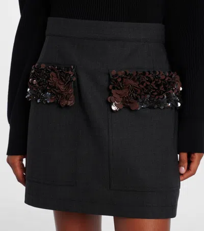 Plan C Sequined Wool-blend Miniskirt In Gray
