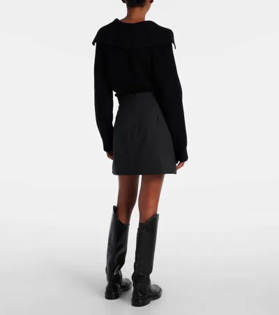 Plan C Sequined Wool-blend Miniskirt In Gray