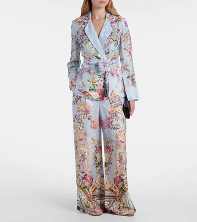 Camilla Tile In Time Belted Floral Jacket In Blue