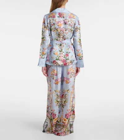 Camilla Tile In Time Belted Floral Jacket In Blue