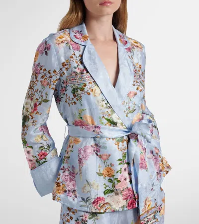 Camilla Tile In Time Belted Floral Jacket In Blue
