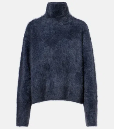 Lisa Yang The Floren High-neck Brushed Sweater In Blue