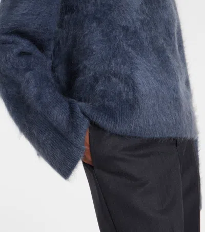 Lisa Yang The Floren High-neck Brushed Sweater In Blue