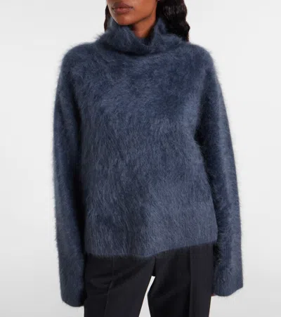 Lisa Yang The Floren High-neck Brushed Sweater In Blue