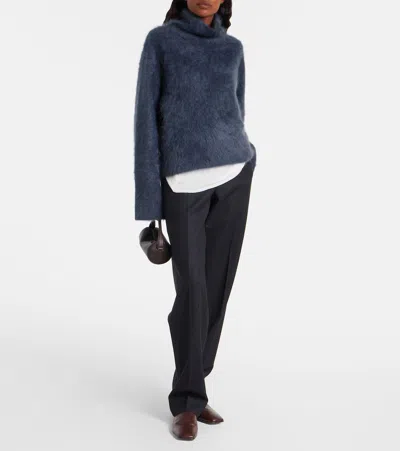 Lisa Yang The Floren High-neck Brushed Sweater In Blue