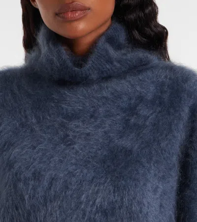 Lisa Yang The Floren High-neck Brushed Sweater In Blue