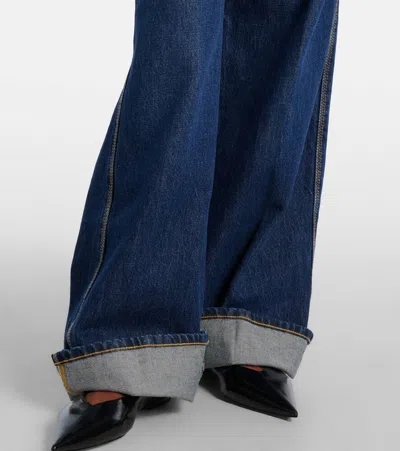 Frame Womens Spencer The Cuffed Wide-leg Denim Jeans In Blue