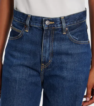 Frame Womens Spencer The Cuffed Wide-leg Denim Jeans In Blue