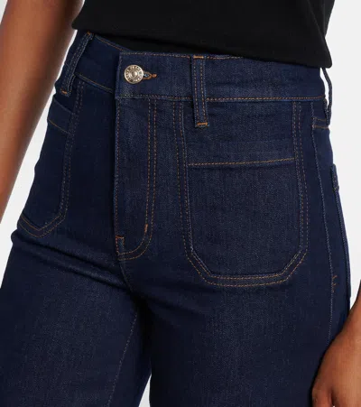 Frame Le Pixie Slim Palazzo Patch Pocket High Waist Wide Leg Jeans In Blue