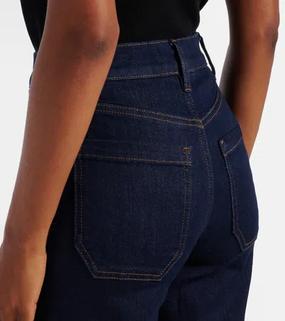 Frame Le Pixie Slim Palazzo Patch Pocket High Waist Wide Leg Jeans In Blue