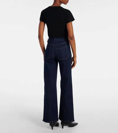 Frame Le Pixie Slim Palazzo Patch Pocket High Waist Wide Leg Jeans In Blue