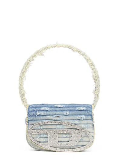 Diesel 1dr Denim Shoulder Bag With Used Effect