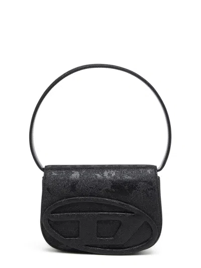 Diesel 1dr-iconic 1dr Bag In Glitter-camo Lurex In Black