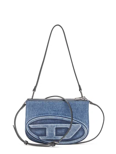 Diesel Denim Bag With Prominent Logo And Sleek Accents In Blue