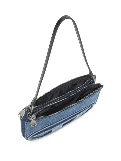 Diesel Denim Bag With Prominent Logo And Sleek Accents In Blue