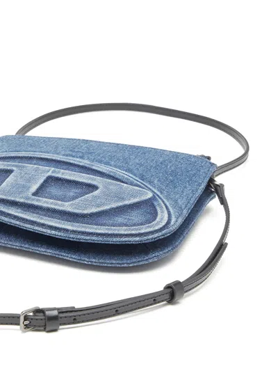 Diesel Denim Bag With Prominent Logo And Sleek Accents In Blue