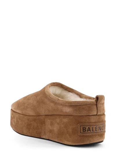 Balenciaga Women Alaska Soft Suede Mule With Plateau In Brown