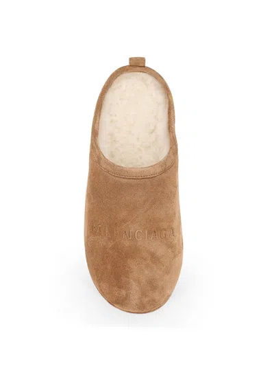 Balenciaga Women Alaska Soft Suede Mule With Plateau In Brown