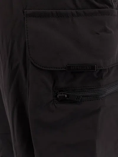 Represent Drawstring Faded Cargo Pants In Black