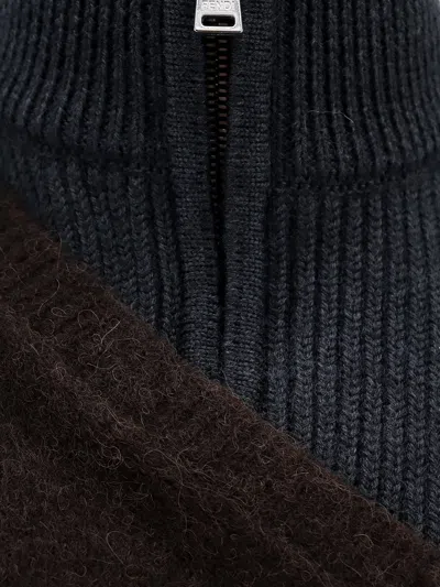 Fendi Paneled Wool Sleeveless Sweater Vest In Black