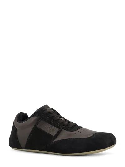 Mm6 Maison Margiela Black Leather And Suede Anatomic Sneakers