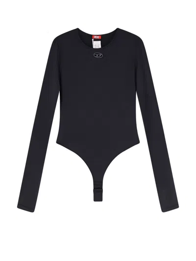 Diesel Angelina-utlt Logo-detail Bodysuit In Black